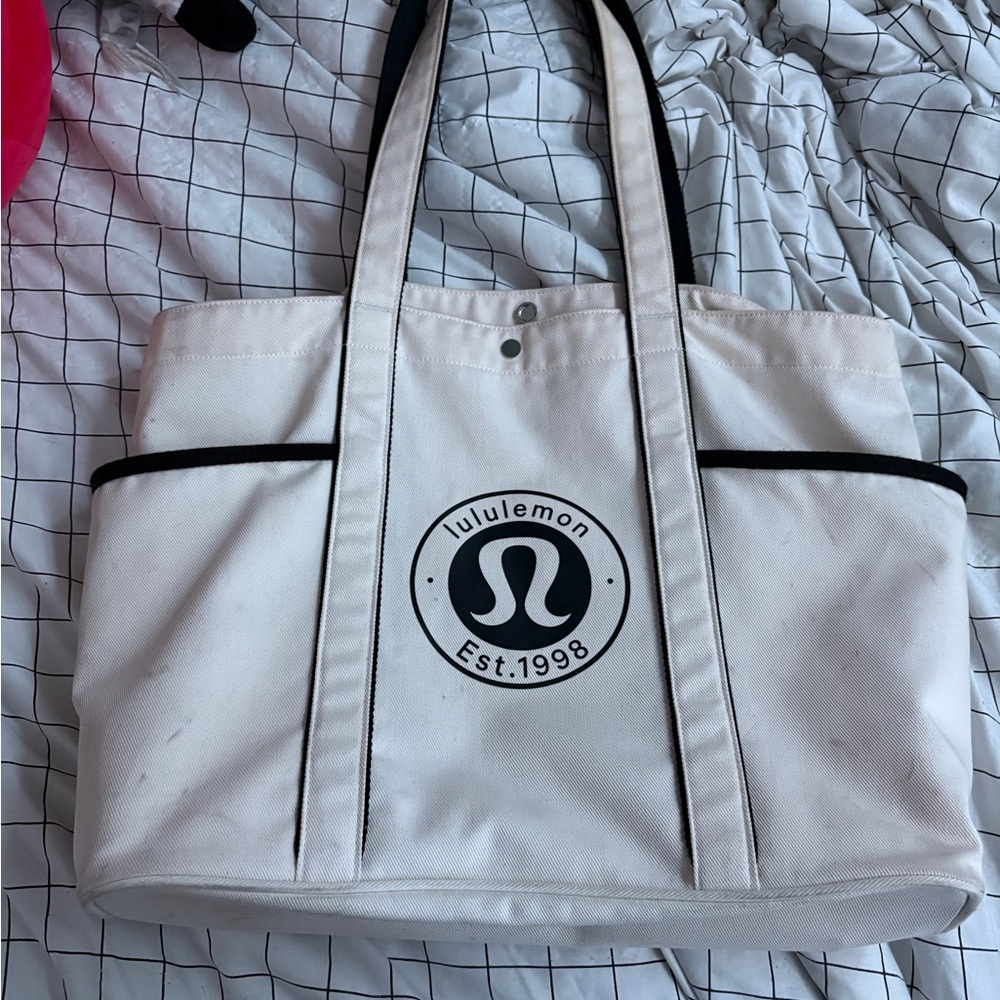 Lululemon Canvas Tote Bag 20L Natural/Black